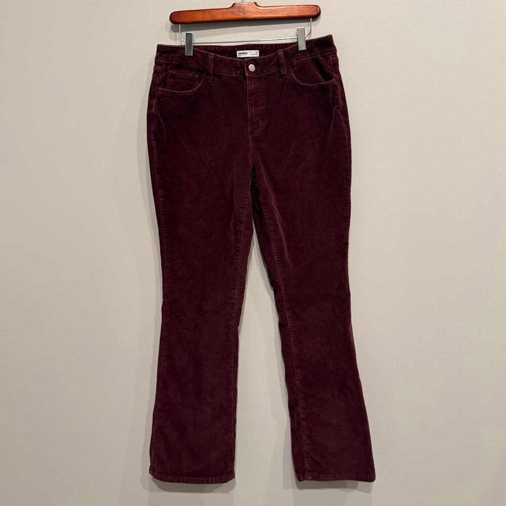 Sonoma Goods For Life Bootcut Corduroy Pants Burgundy Plum Women's Size 12